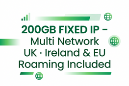 Multinetwork Fixed IP SIM – 200GB Static IPv4 | UK, Ireland & EU