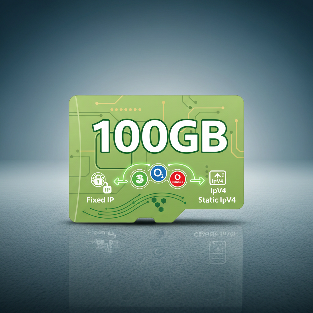 100GB Multi-Network Fixed IP SIM – Static IPv4 | (Vodafone, O2, and Three)Including Isle of Man, & Jersey Romaing. 100GB Multi-Network Fixed IP SIM – Static IPv4 | (Vodafone, O2, and Three)Including Isle of Man, & Jersey Romaing.