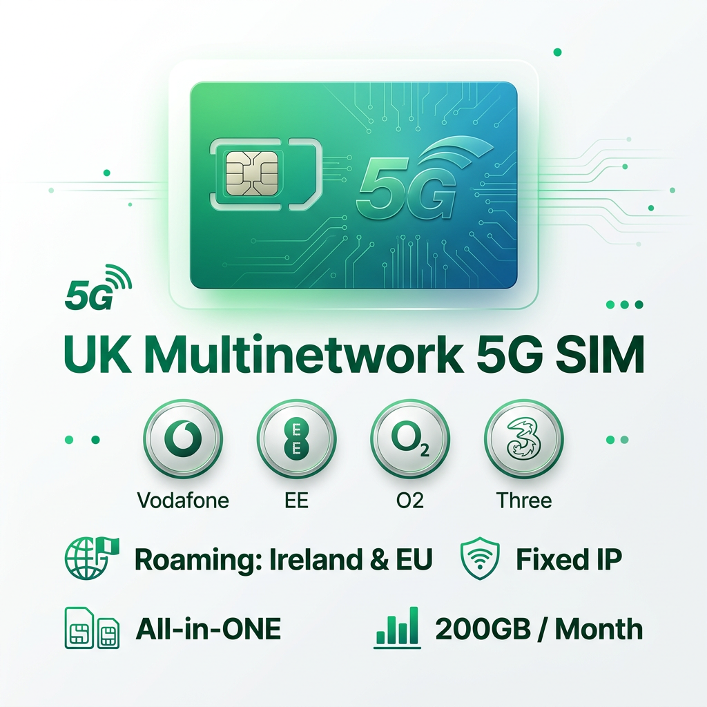 Multinetwork Fixed IP SIM – 200GB Static IPv4 | UK, Ireland & EU Multinetwork Fixed IP SIM – 200GB Static IPv4 | UK, Ireland & EU