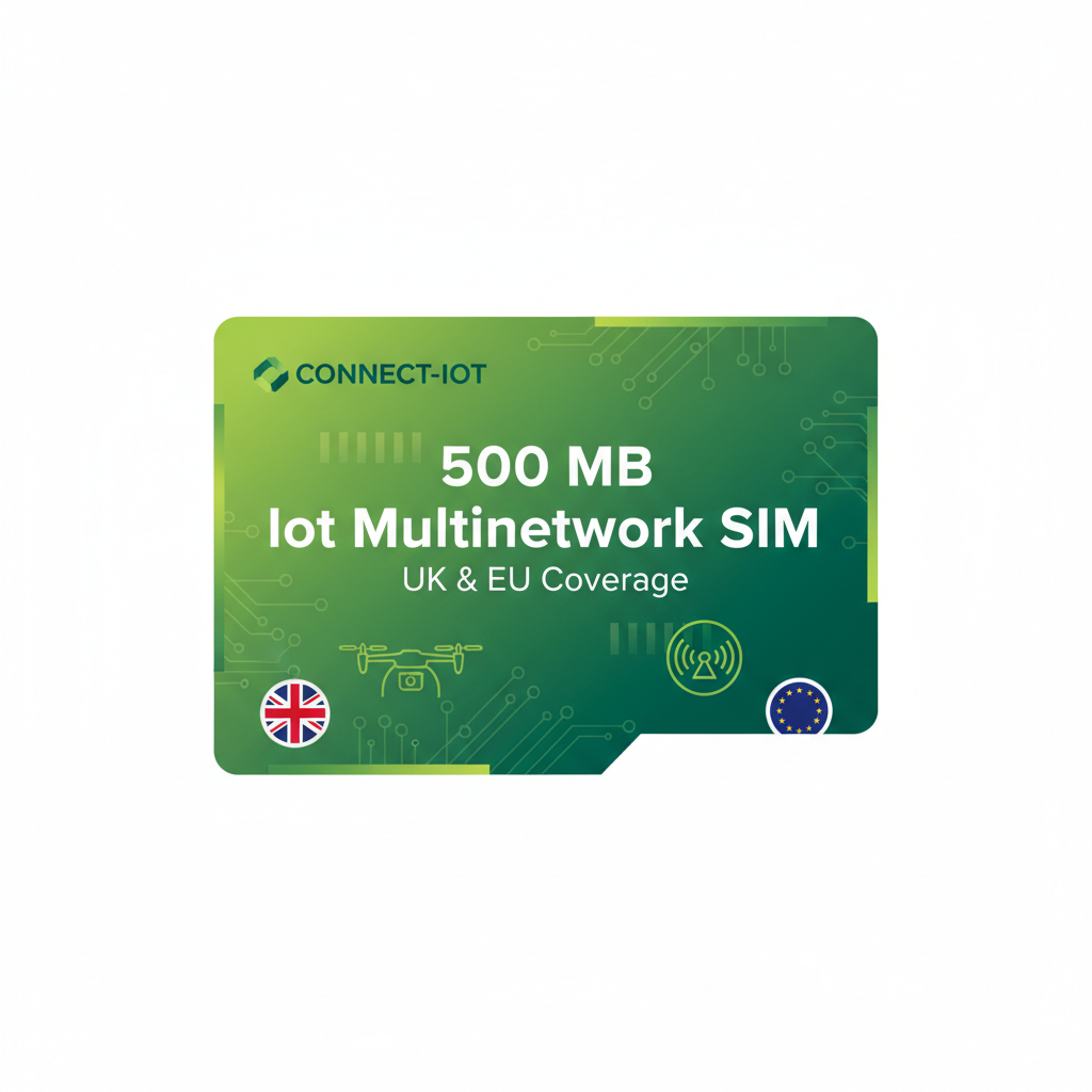 Multi-Network IoT SIM 500MB for Drones, Agriculture & GPS Tracking UK EU UK- EU Multinetwork 500 MB Each Month Agri tech, Drones, GPS module sim