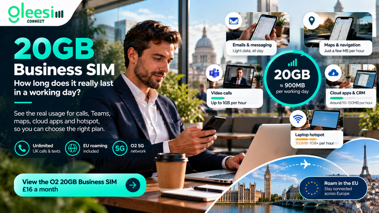 20GB business SIM daily data budget of 900MB for a UK small business