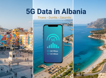 5G data in Tirana, Durrës, Saranda, eSIM for Albania from GleeSim.com 