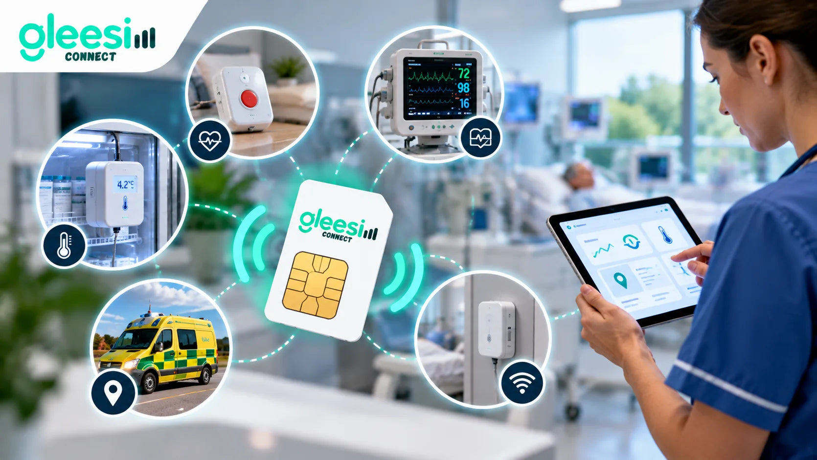 Healthcare IoT SIM data usage chart comparing 250MB, 500MB and 1GB plans for medical devices
