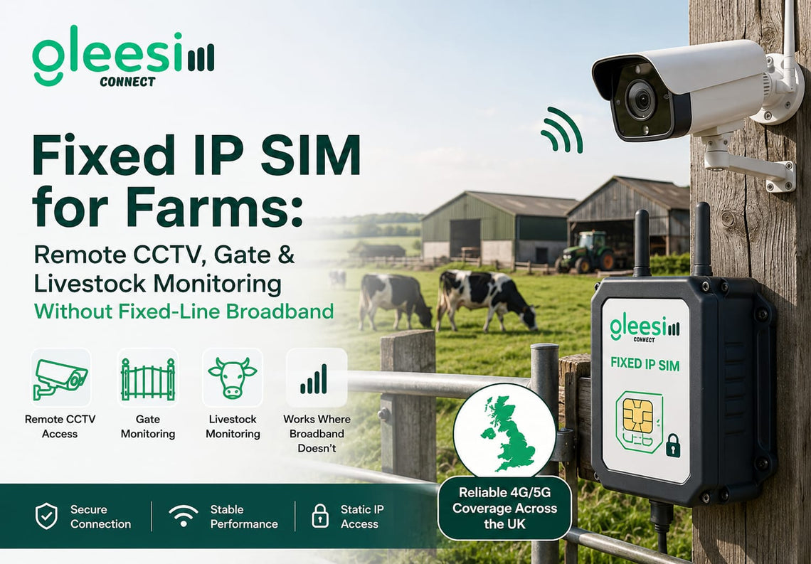 Fixed IP SIM for Farms: Remote CCTV, Gate & Livestock Monitoring Without Fixed-Line Broadband - Gleesim.co.uk
