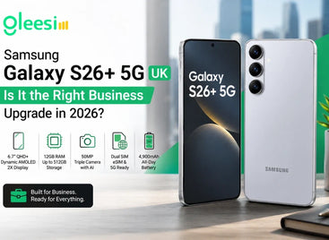 Samsung Galaxy S26 Plus 5G UK business phone with GleeSim branding