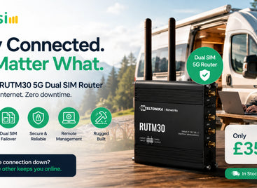 GleeSim Teltonika RUTM30 5G dual SIM router for backup internet 