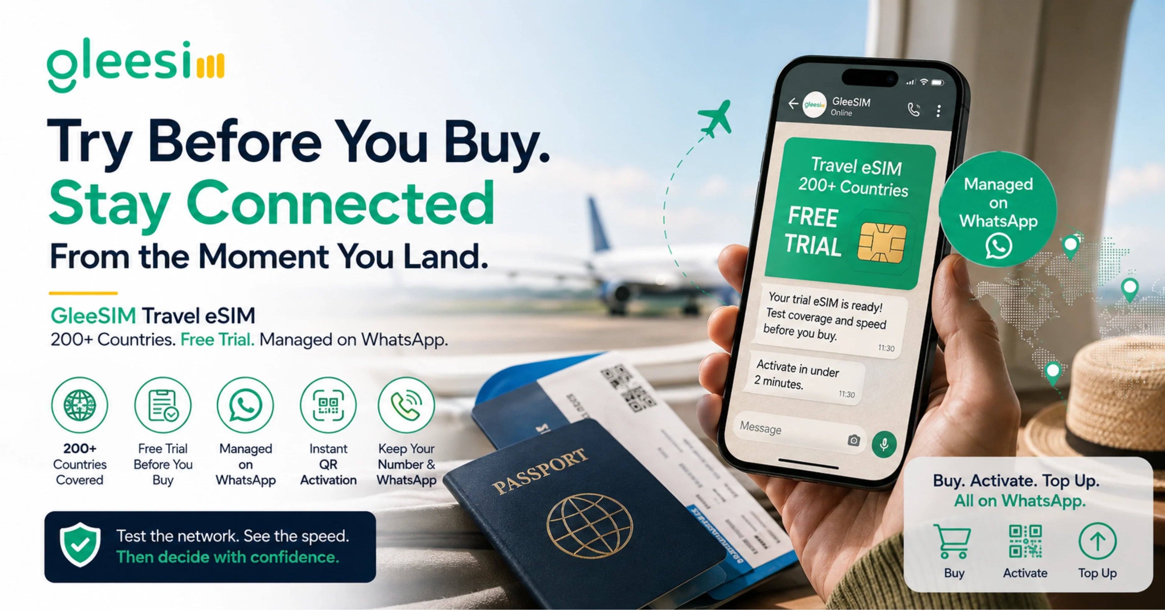GleeSIM travel eSIM for international trips and 200+ countries 