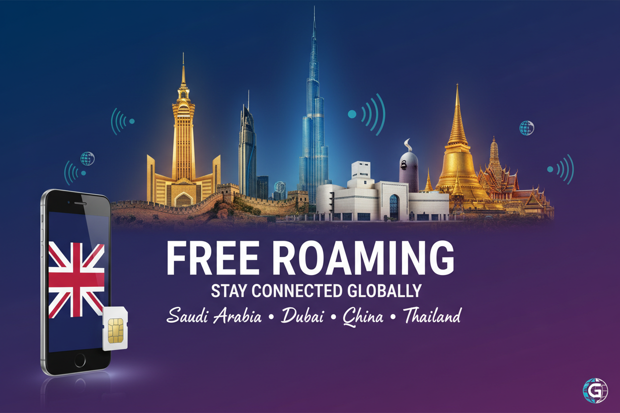 Free Roaming in UAE, (Dubai) Qatar, Saudi Arabia, china & Thailand for UK customers - Gleesim.co.uk