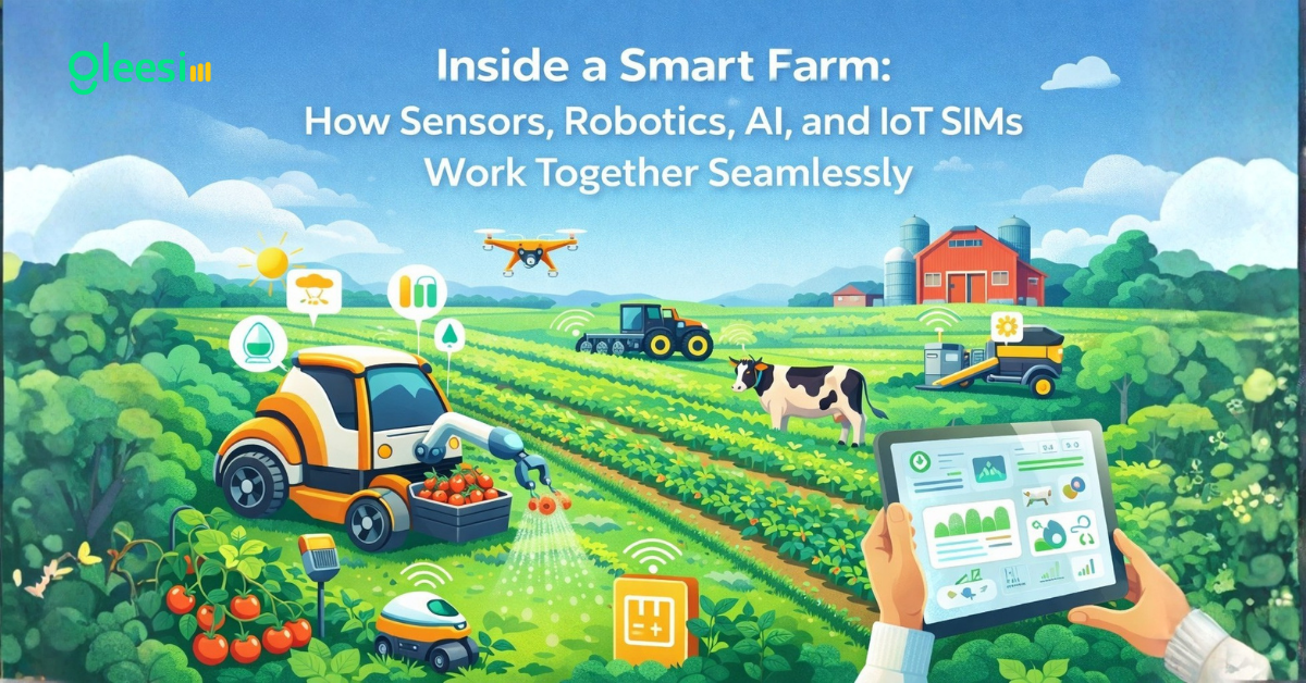 Inside a Smart Farm: How Sensors, Robotics, AI, and IoT SIMs Work Together Seamlessly - Gleesim.co.uk
