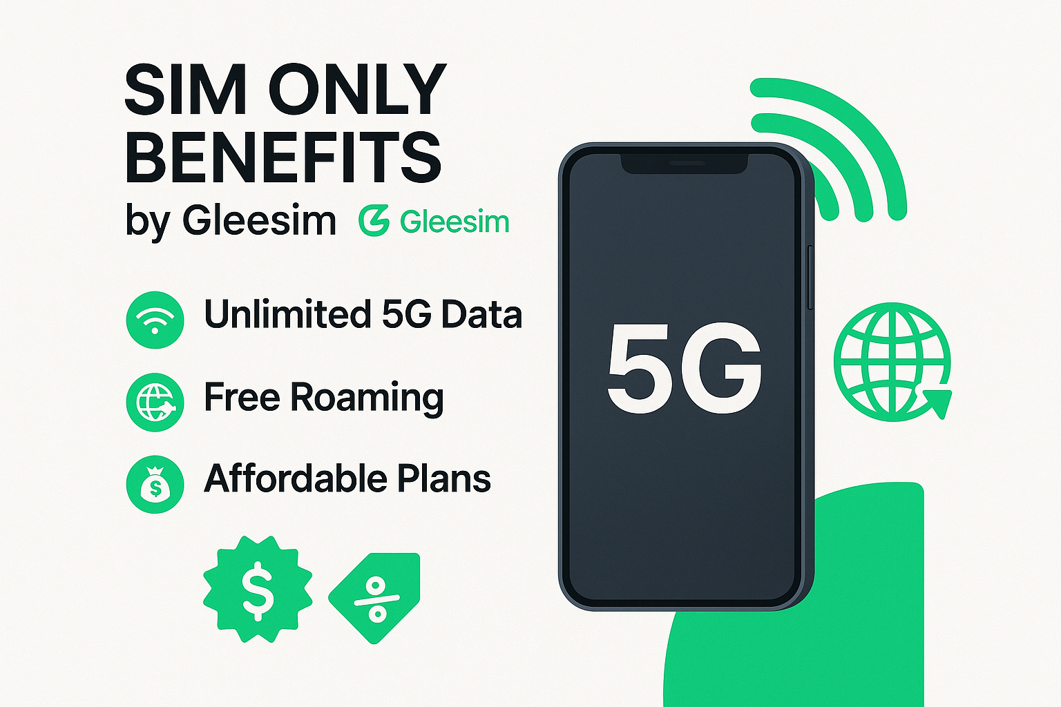 SIM Only Benefits by Gleesim: Affordable Mobile Plans with Unlimited 5G Data and Free Roaming - Gleesim.co.uk
