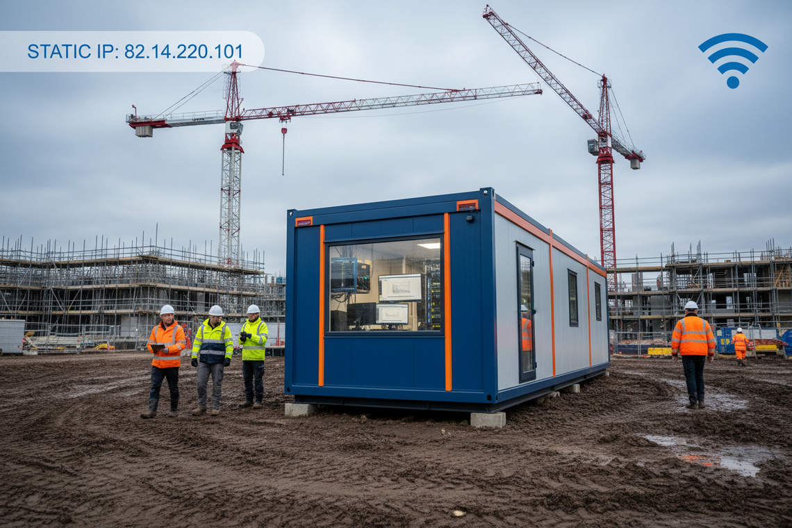 Construction Site 5G Internet UK: Portable Static IP Routers & Static IP SIMs - Gleesim.co.uk