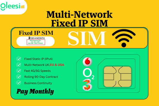 شريحة SIM متعددة الشبكات، سعة 20 جيجابايت، IP ثابت - IPv4 ثابت | 4G/5G للشركات في المملكة المتحدة