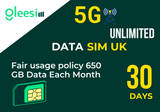 5G Unlimited Data Sim UK 30 days