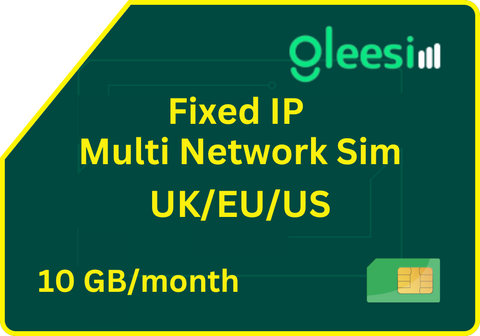 Fixed IP Multi network sim UK/EU/US/10GB