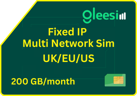 Fixed IP Multi Network Sim UK/EU/US/200GB