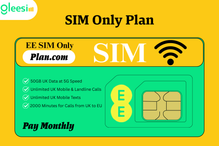 Tylko plan SIM | 50 GB danych | Darmowe połączenia między Wielką Brytanią a UE | 18 GBP + VAT | EE przez Plan.com