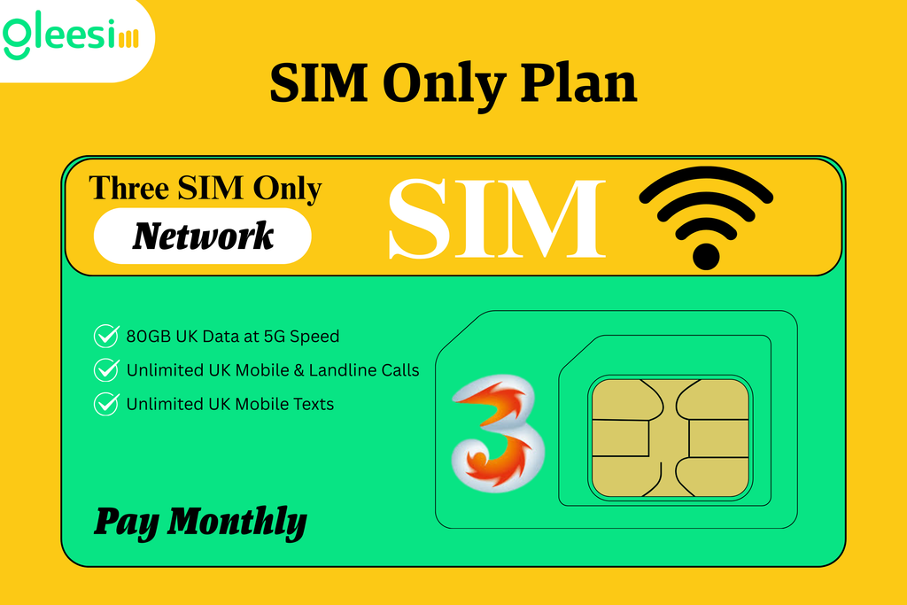 SIM Only 80GB Three Network Plan UK | £12.50+VAT | 24-Month Contract ...