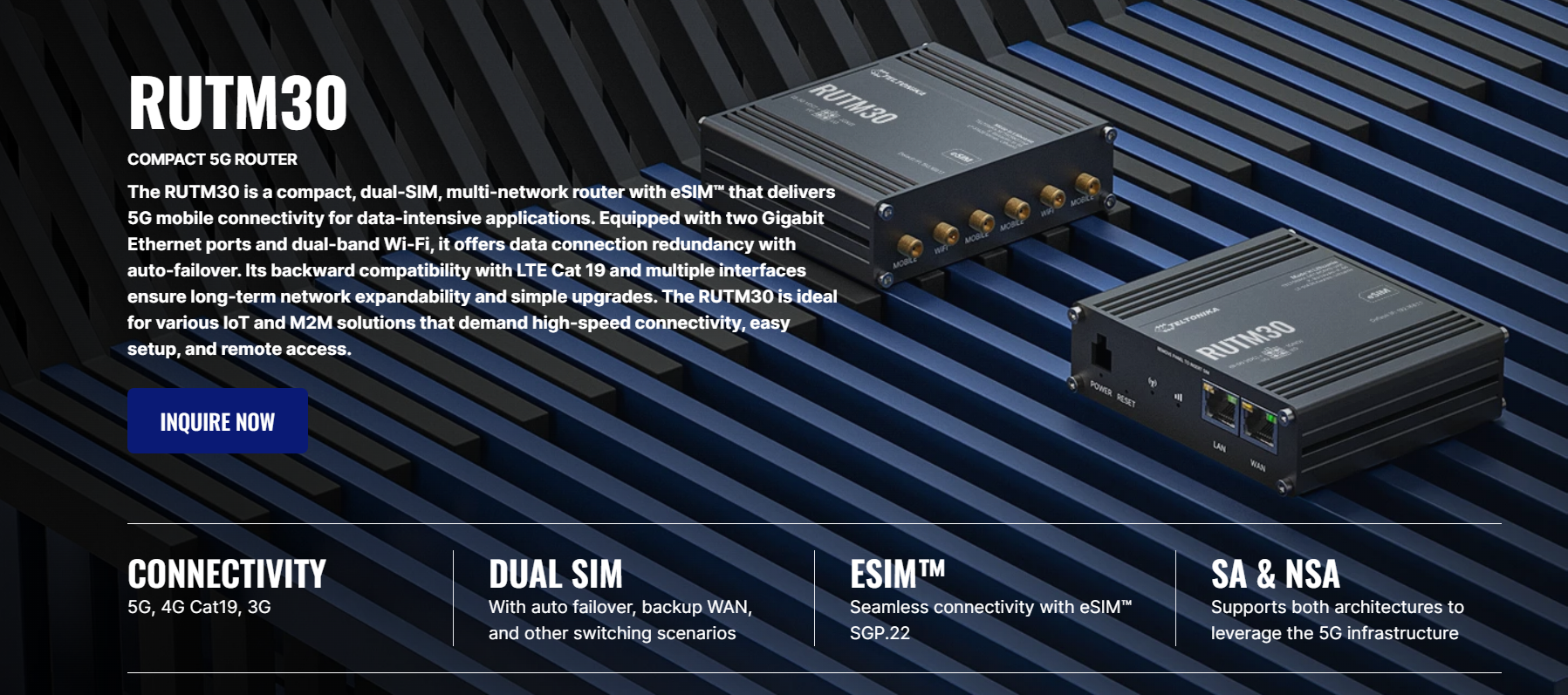 Teltonika RUTM30 Router 5G Dual Sim  - Reliable Connectivity for Your Devices