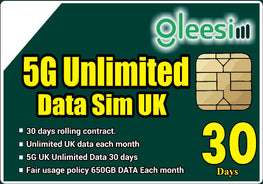 5G Unlimited Data Sim UK 30 days