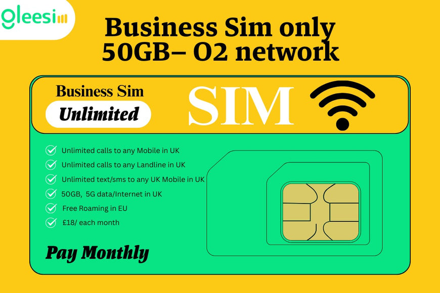 Business SIM Only – O2 Network | 50GB 5G Data + Unlimited Calls & Texts