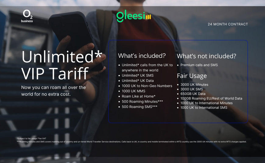Gleesim Global Unlimited Roaming Plan – £90/Month | 24-Month Contract