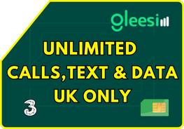 Unlimited Calls, Text, & Data - UK ONLY- THREE NETWORK