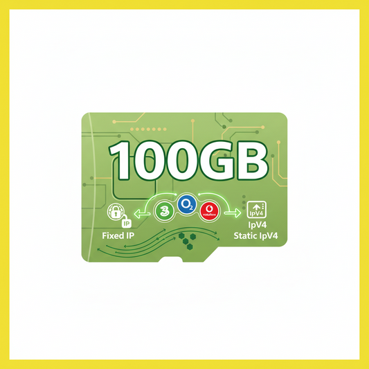 شريحة SIM متعددة الشبكات، سعة 20 جيجابايت، IP ثابت - IPv4 ثابت | 4G/5G للشركات في المملكة المتحدة